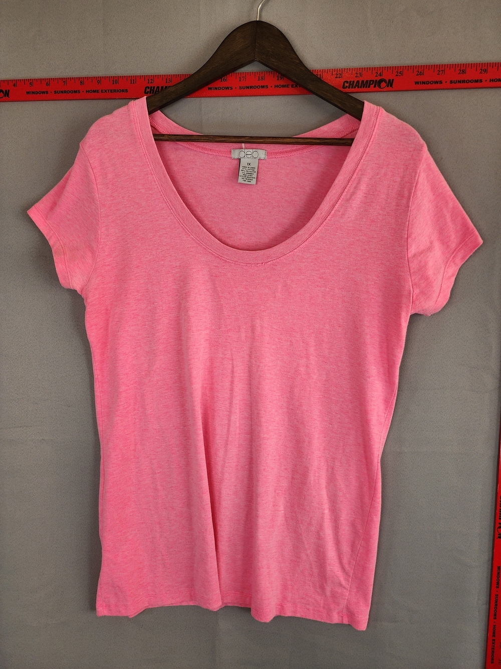 Deb Heather Pink Scoop Neck Short Sleeve Tee